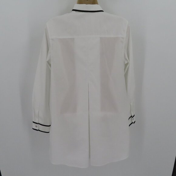 Chicos Womens 0 4/6 White Black Trim Collared Rhinestone Button Front Shirt Top - Picture 4 of 11